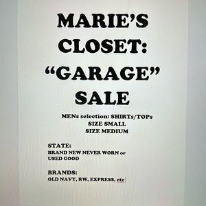 MENS WEAR: Size small and medium. Used good or Brand new